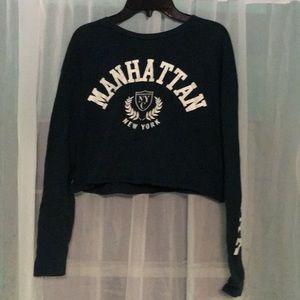 ross green manhattan cropped long sleeve shirt